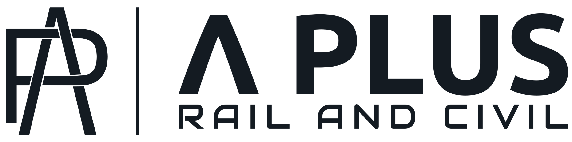 Logo for A Plus Rail and Civil, featuring a symbol with a stylized letter "A" and "P" on the left. The text "A PLUS RAIL AND CIVIL" is to the right in bold letters.